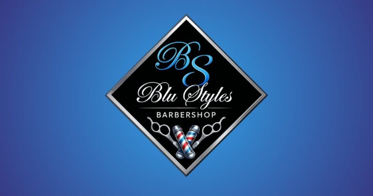Blu Styles Barbershop logo, a classic barber and grooming shop on Historic C-Street.
