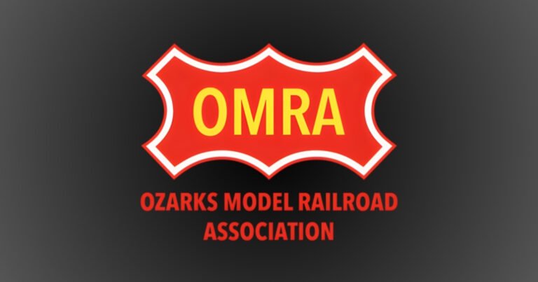 OMRA shield logo for the Ozarks Model Railroad Association in Springfield's Historic C-Street district.