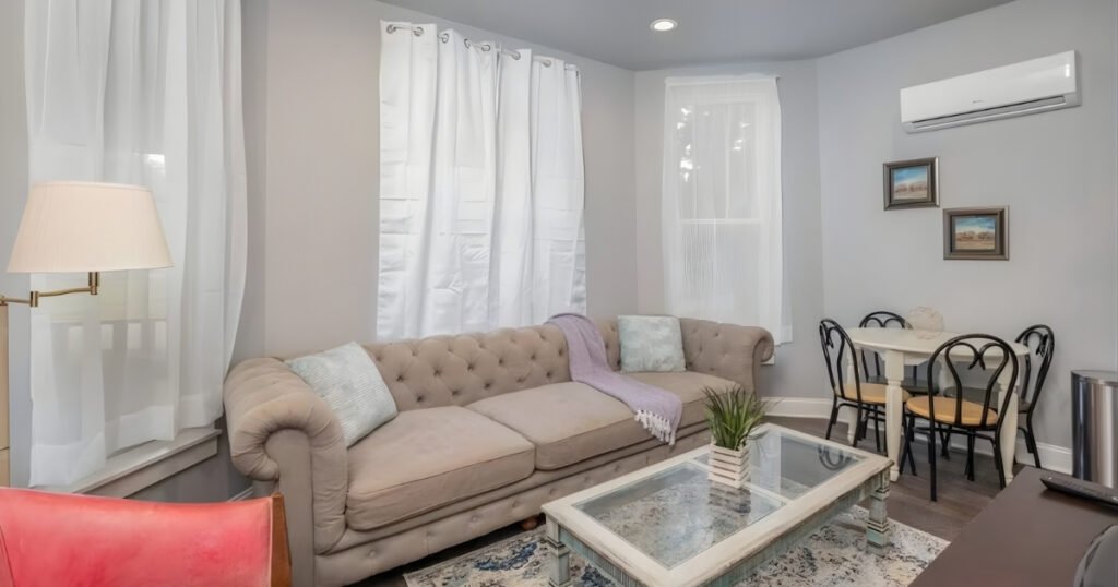 Interior of Sleepover Inc Loft, a cozy furnished loft on Historic Commercial Street in Springfield, Missouri.