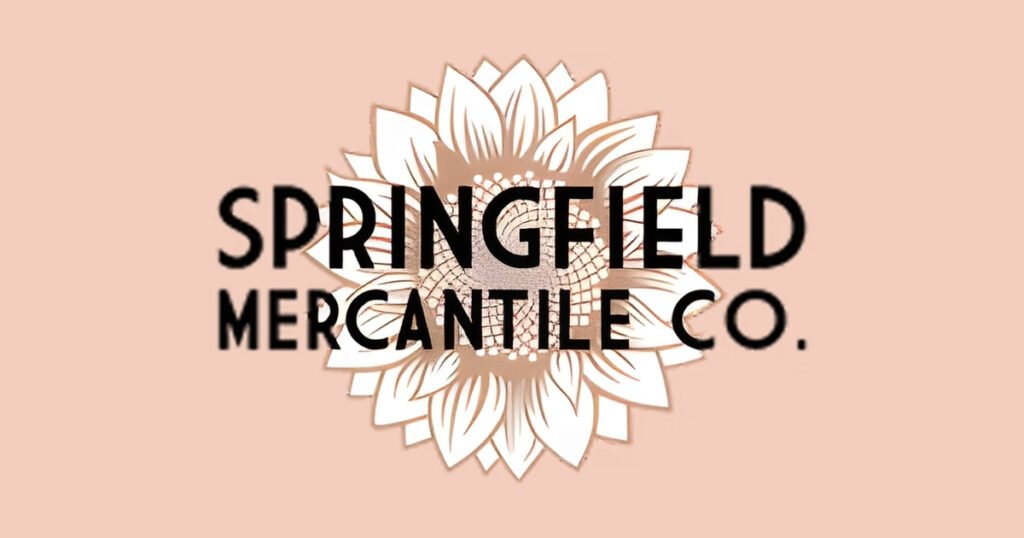 Springfield Mercantile Co. logo with a sunflower emblem, a mercantile shop on Historic C-Street, Springfield, MO.