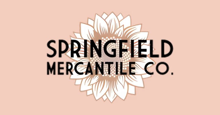 Springfield Mercantile Co. logo with a sunflower emblem, a mercantile shop on Historic C-Street, Springfield, MO.
