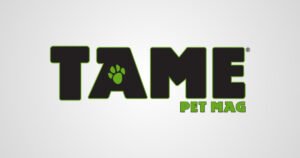 TAME Pet Mag logo with a green paw print, a pet magazine connected to Historic C-Street, Springfield, MO.