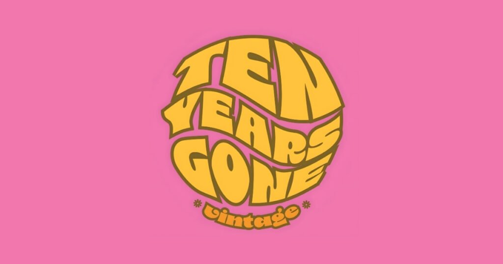 Ten Years Gone Vintage retro logo, a vintage clothing shop on Historic Commercial Street, Springfield, MO.