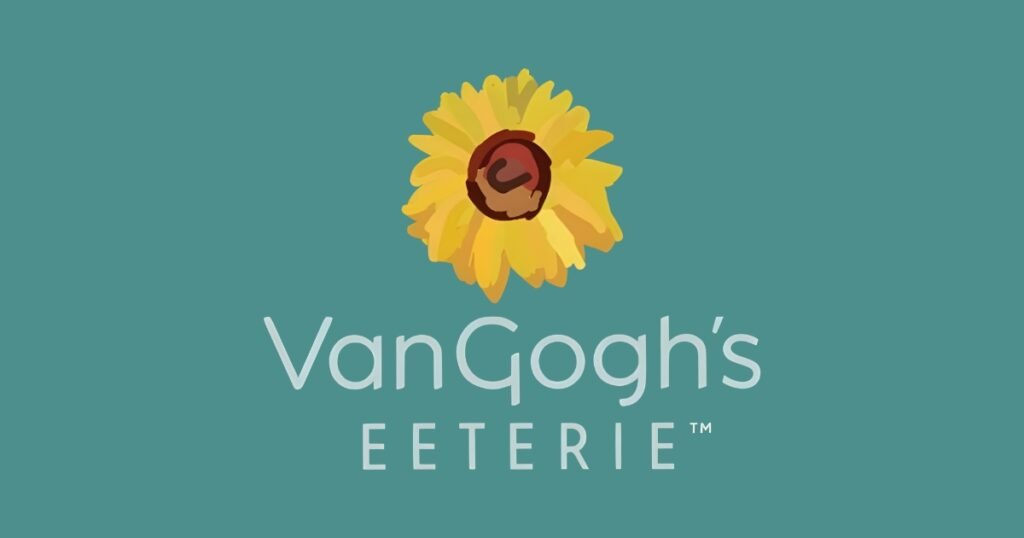 VanGogh's Eeterie logo with a sunflower, a coffeehouse and eatery on Historic C-Street in Springfield, Missouri.