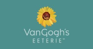 VanGogh's Eeterie logo with a sunflower, a coffeehouse and eatery on Historic C-Street in Springfield, Missouri.
