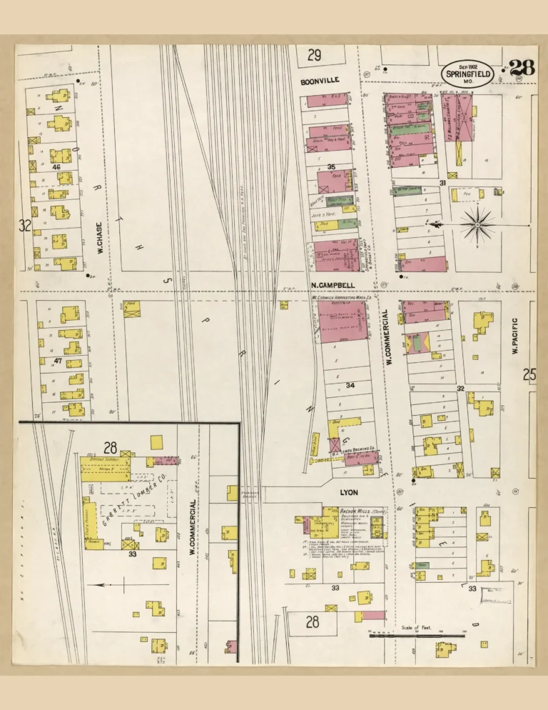 Sanborn fire insurance map of Commercial Street, Springfield, MO, 1902, west sheet.