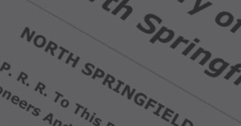 Historic archive graphic of North Springfield records and letters from Commercial Street's early years, Springfield, MO.