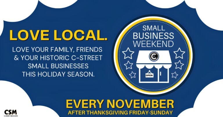 C-Street Small Business Weekend graphic, Love Local, Historic Commercial Street, Springfield, Missouri.