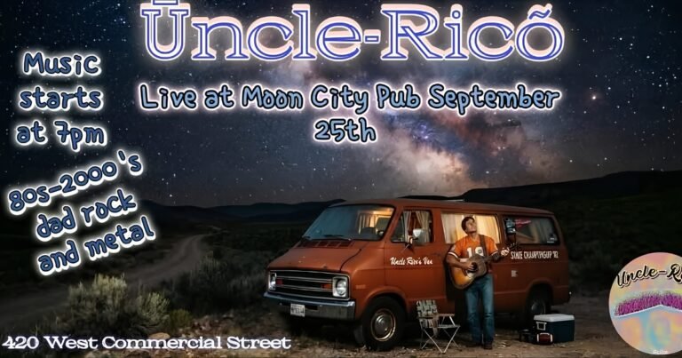 Uncle Rico live music graphic for a September 25 show at Moon City Pub, 420 West Commercial Street, Springfield.