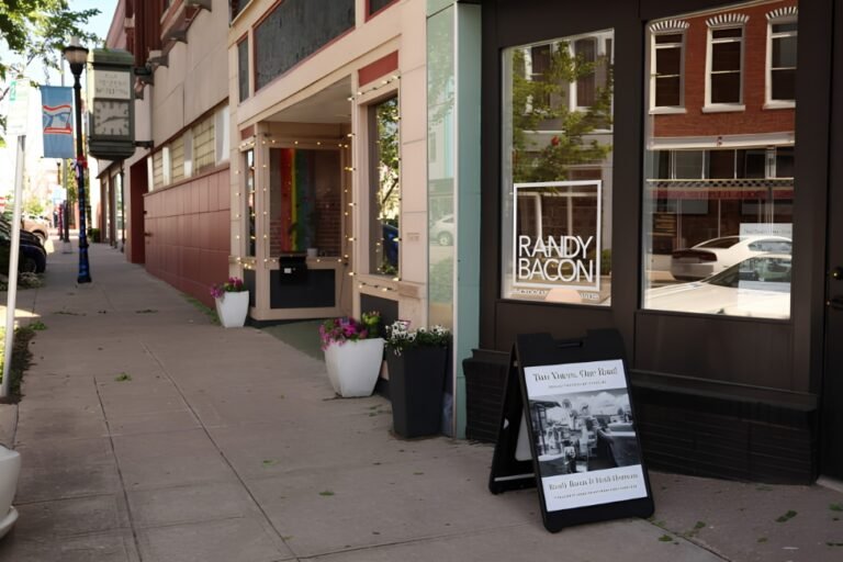 The Randy Bacon Gallery storefront hosting the Two Voices One Road exhibit on Historic C-Street, Springfield, MO.
